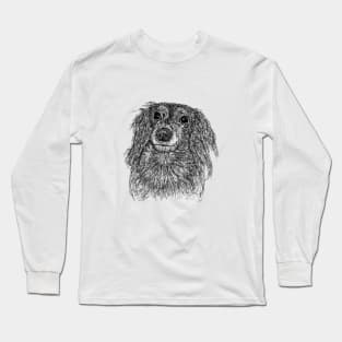 Papillon dog draw with scribble art style Long Sleeve T-Shirt